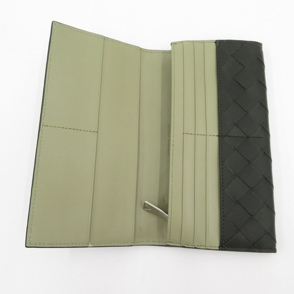 Bottega Veneta Intrecciato Flap Long Black Wallet